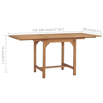 vidaXL Proširivi vrtni stol (110 - 160) x 80 x 75 cm masivna tikovina