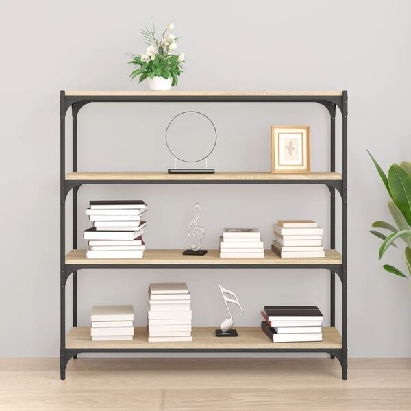 vidaXL Ormarić za knjige boja hrasta 100x33x100 cm od drva i čelika