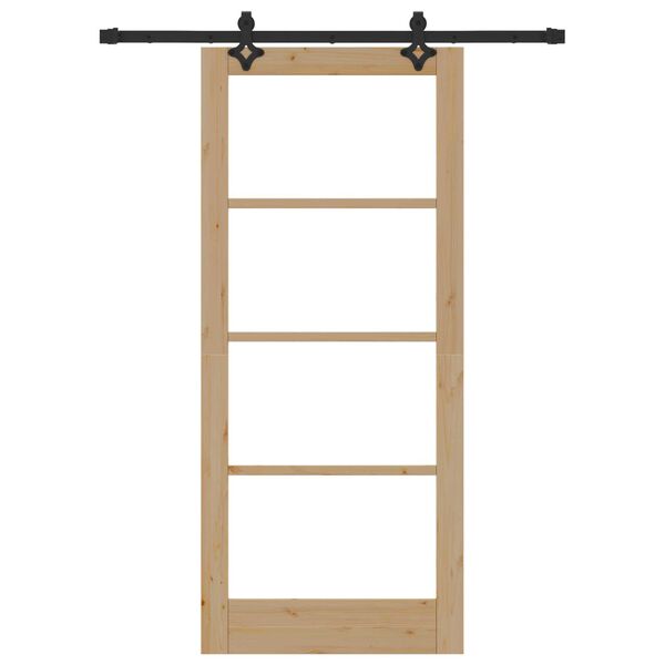 vidaXL Klizna vrata Prirodna 86 x 198,5 cm Masivna borovina i staklo