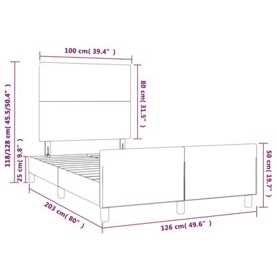 vidaXL Okvir za krevet s uzglavljem tamnoplavi 120 x 200 cm baršunasti