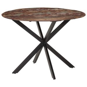 vidaXL Blagovaonski stol &Oslash; 110x78 cm masivno obnovljeno drvo i čelik