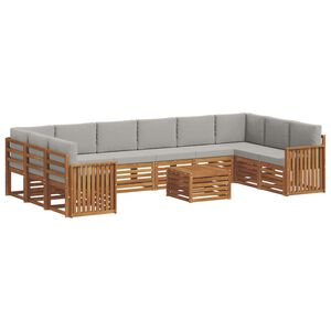 vidaXL Set vanjskih sofa 11 kom. Prirodna i svijetlo siva
