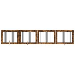 vidaXL Vrata za pse s postoljem 4 pcs Dimljeni hrast 100 x 80 cm