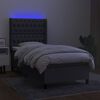 vidaXL Krevet box spring s madracem LED tamnosivi 100x200 cm tkanina