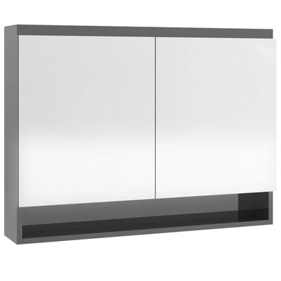 vidaXL Kupaonski ormarić s ogledalom 80 x 15 x 60 cm MDF sjajni sivi