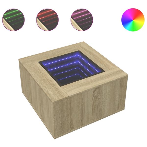 vidaXL Stolić za kavu LED boja hrasta 60x60x40 cm konstruirano drvo