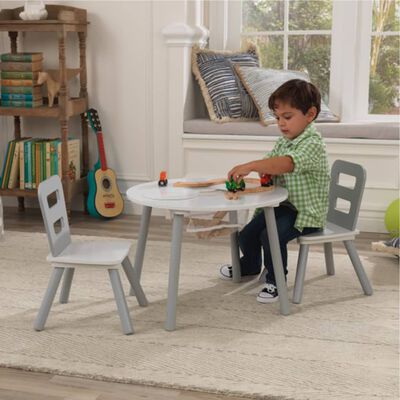 KidKraft dječji set stolića za pohranu i stolica od masivnog drva sivi