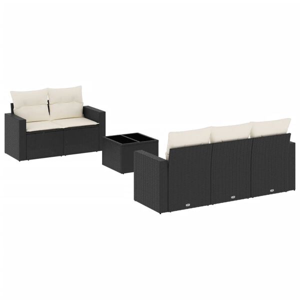 vidaXL 6-dijelni set vrtnih sofa s jastucima crni od poliratana