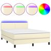 vidaXL Krevet box spring s madracem LED krem 140x200cm od umjetne kože
