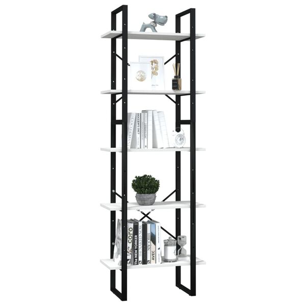 vidaXL Ormarić za knjige 5 razina bijeli 60x30x175 cm masivna borovina