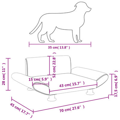 vidaXL Krevet za pse tamnosivi 70 x 45 x 28 cm od tkanine