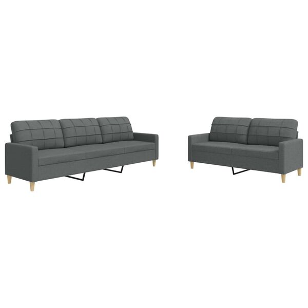 vidaXL 2-dijelni set sofa tamnosivi od tkanine