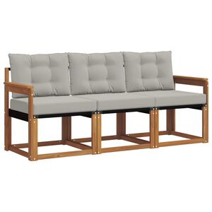 vidaXL Set vanjskih sofa s jastukom 3 pcs Prirodna i svijetlo siva