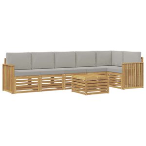 vidaXL Set vanjskih sofa 7 kom. Bijela i svjetlosiva Poliester