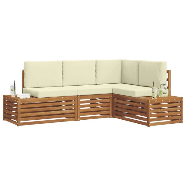vidaXL Set vanjskih sofa s jastukom 4 Komad Prirodna i krem