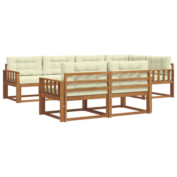 vidaXL Set vanjskih sofa s jastukom 7 pcs Prirodna i krem
