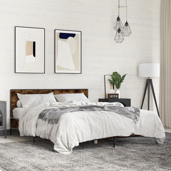 vidaXL Okvir kreveta boja hrasta 160x200 cm konstruirano drvo i metal