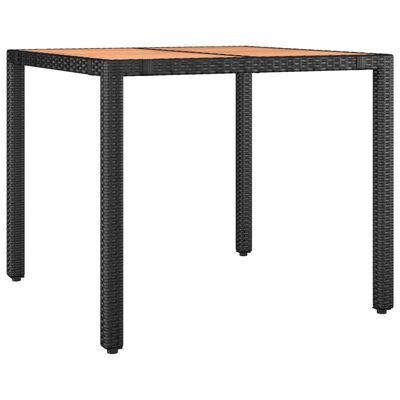 vidaXL Vrtni stol s drvenom pločom crni od poliratana i drva bagrema