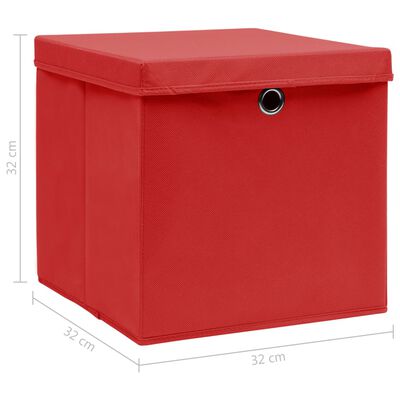 vidaXL Kutije za pohranu i poklopci 10 kom crvene 32x32x32 cm tkanina