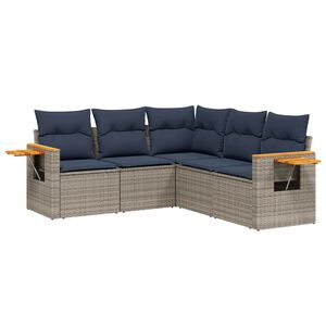 vidaXL 5-dijelni set vrtnih sofa od poliratana s jastucima sivi