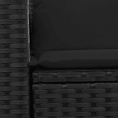 vidaXL Vrtni dvosjed s jastucima crni od poliratana