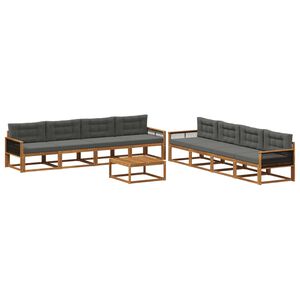 vidaXL Set vanjskih sofa s jastukom 9 pcs Prirodna i antracit
