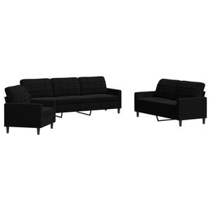 vidaXL 3-dijelni set sofa s jastucima crni bar&scaron;unasti