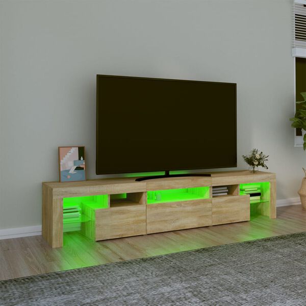 vidaXL TV ormarić s LED svjetlima boja hrasta sonome 200x36,5x40 cm