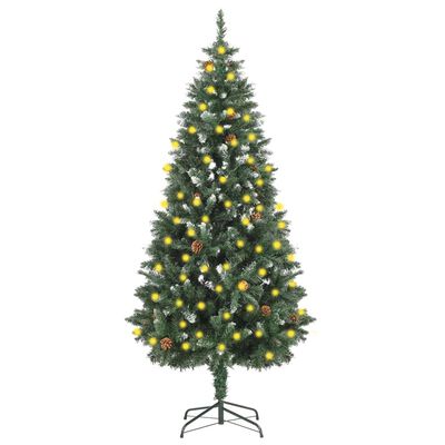 vidaXL Umjetno osvijetljeno božićno drvce sa šiškama 180 cm