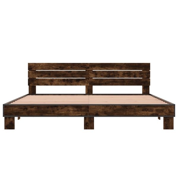 vidaXL Okvir za krevet boja hrasta 200x200cm konstruirano drvo i metal