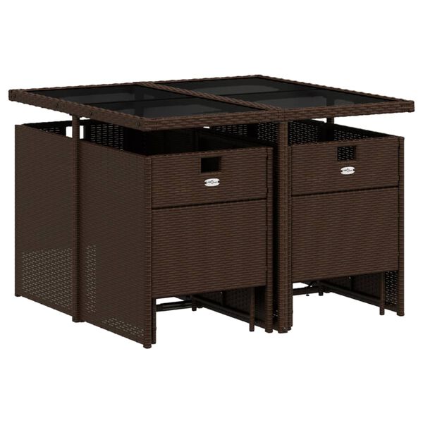 vidaXL 9-dijelni vrtni blagovaonski set s jastucima poliratan smeđi