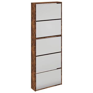 vidaXL Ormarić za cipele sa zrcalom 5 razine boja hrasta 63x17x169,5cm