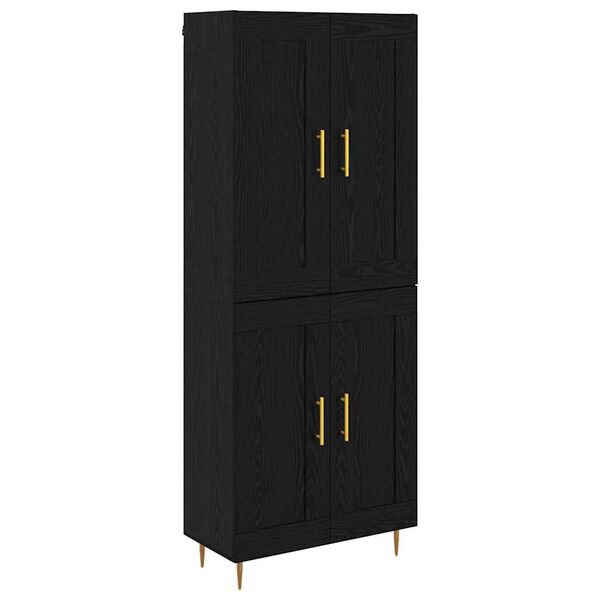 vidaXL Highboard Crni hrast 69,5 x 34 x 180 cm Konstruirano drvo