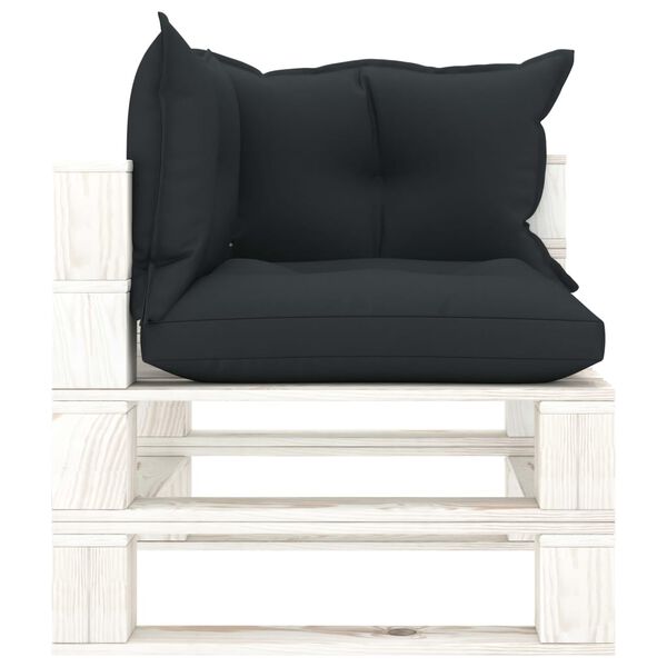 vidaXL Kutna vrtna sofa od paleta s antracit jastucima drvena