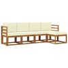 vidaXL Set vanjskih sofa 5 pcs Prirodna i krem Čvrsto drvo akacije