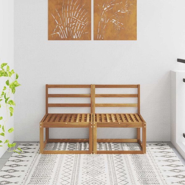 vidaXL 2 Komad Srednja sofa za van Čvrsto drvo akacije Prirodna