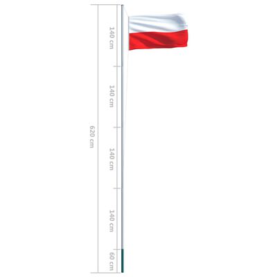 vidaXL Poljska zastava s aluminijskim stupom 6,2 m