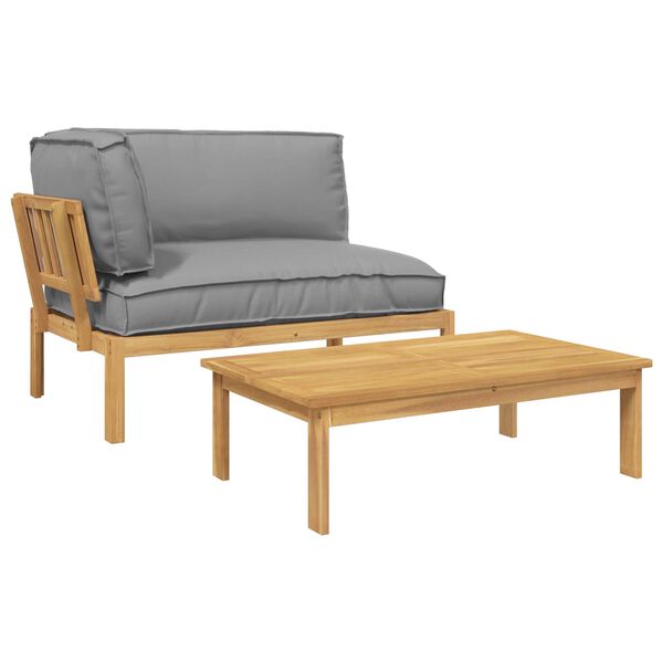 vidaXL Set sofe s jastukom Jednobojno 2 pcs Siva Čvrsto drvo akacije