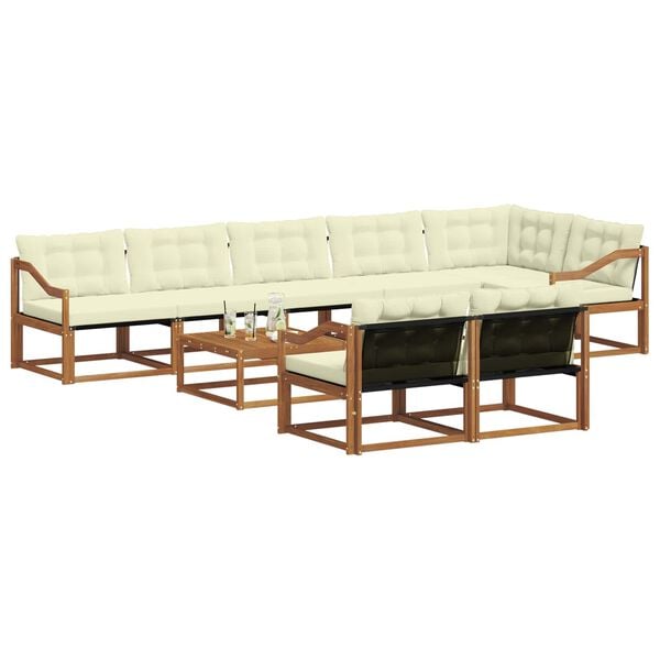 vidaXL Set vanjskih sofa s jastukom 9 pcs Prirodna i krem