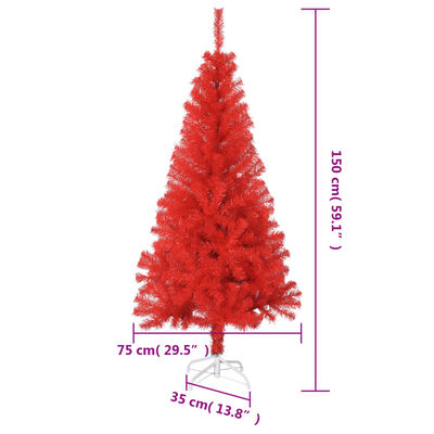 vidaXL Umjetno božićno drvce sa stalkom crveno 150 cm PVC