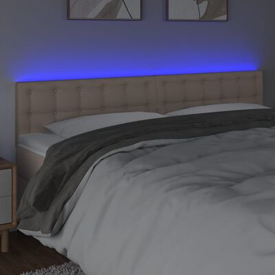 vidaXL LED uzglavlje boja cappuccina 160 x 5 x 78/88cm od umjetne kože
