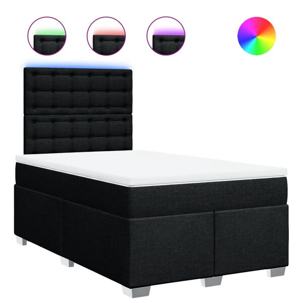 vidaXL Krevet box spring s madracem crni 120 x 190 cm od tkanine