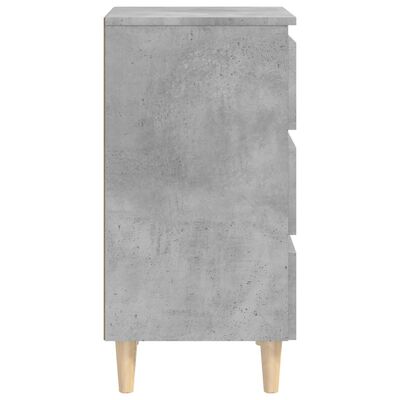 vidaXL Noćni ormarić s drvenim nogama boja betona 40 x 35 x 69 cm
