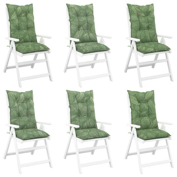 vidaXL Jastuci za vrtne stolice 6 kom uzorak li&scaron;ća 120x50x7 cm tkanina