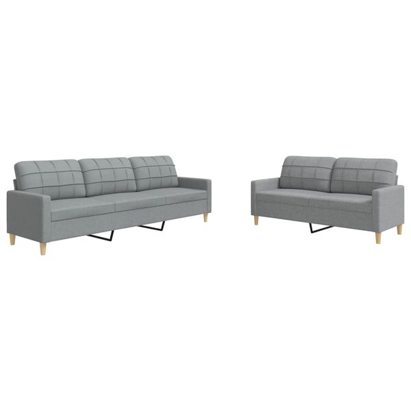 vidaXL 2-dijelni set sofa svjetlosivi od tkanine