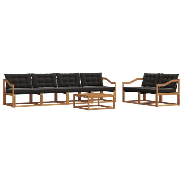 vidaXL Set vanjskih sofa s jastukom 7 pcs Prirodna i crna