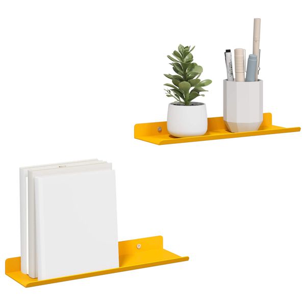 vidaXL Lebdeća polica Zidne 2 pcs Žuta 30 x 9 x 2,5 cm Čelik