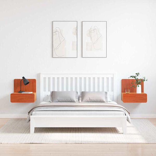 vidaXL Noćni ormarić s ladicama 2 pcs Vosak smeđa 44 x 32,5 x 40 cm