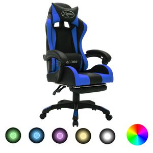 vidaXL Igraća stolica s RGB LED svjetlima plavo-crna od umjetne kože
