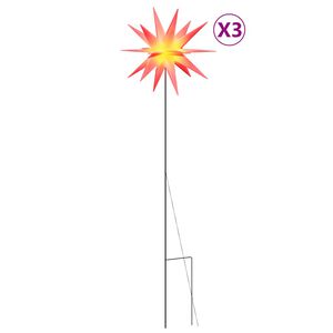vidaXL Božićna svjetla sa &scaron;iljcima 3 kom LED sklopiva crvena 35 cm